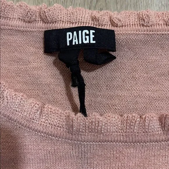 Paige Triste Metallic Ruffle Trim Top in Peach Metallic, Size XL, NWT - Picture 12 of 13
